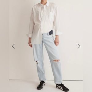 Madewell: The Maternity Side-Panel Slouchy Boyjean in Wrightlane Wash. Size 25